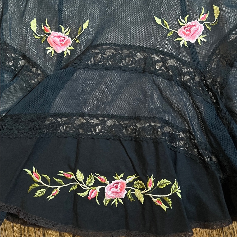 RARE VINTAGE BETSEY JOHNSON FLORAL RIBBON MIDI DRESS XS S 2 4 - Picture 6 of 10